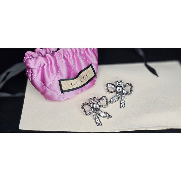 Gucci Silver Crystal Bow Earring - Picture 4 of 7